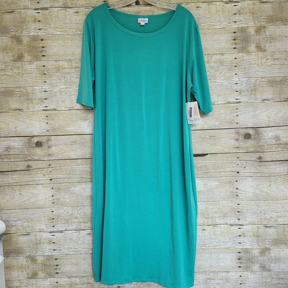 LuLaRoe Green Julia T-Shirt Dress Size 3XL - Picture 1 of 5